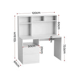Darrahopens Furniture > Office > Desks Artiss Computer Desk Office Study Desks Table Bookshelf Drawer White 120cm In Australia - Darrahopens