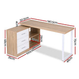 Darrahopens Furniture > Office > Desks Artiss Computer Desk Swivelling L shape Home Office Storage Cabinet Oak