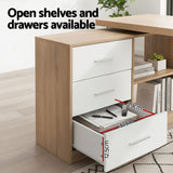 Darrahopens Furniture > Office > Desks Artiss Computer Desk Swivelling L shape Home Office Storage Cabinet Oak