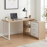 Darrahopens Furniture > Office > Desks Artiss Computer Desk Swivelling L shape Home Office Storage Cabinet Oak