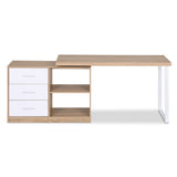 Darrahopens Furniture > Office > Desks Artiss Computer Desk Swivelling L shape Home Office Storage Cabinet Oak