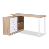 Darrahopens Furniture > Office > Desks Artiss Computer Desk Swivelling L shape Home Office Storage Cabinet Oak