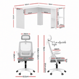Darrahopens Furniture > Office > Desks Artiss Home Office Desk and Chair Set, 136cm L Shaped Computer Desk with Shelves & Cable Management, Ergonomic Mesh Office Chair with Adjustable Headrest, Flip-Up Armrests In Australia - Darrahopens
