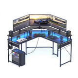 Darrahopens Furniture > Office > Desks Artiss L-Shape Gaming Desk Computer Desks RGB LED Power Outlet 130cm Black In Australia - Darrahopens