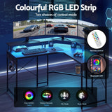 Darrahopens Furniture > Office > Desks Artiss L-Shape Gaming Desk Computer Desks RGB LED Power Outlet 130cm Black In Australia - Darrahopens