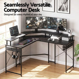 Darrahopens Furniture > Office > Desks Artiss L-Shape Gaming Desk Computer Desks RGB LED Power Outlet 130cm Black In Australia - Darrahopens