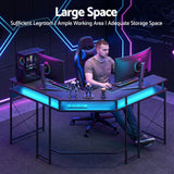 Darrahopens Furniture > Office > Desks Artiss L-Shape Gaming Desk Computer Desks RGB LED Power Outlet 130cm Black In Australia - Darrahopens