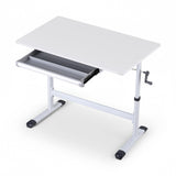 Darrahopens Furniture > Office > Desks Artiss Manual Standing Desk Height Adjustable Workstation Computer Desks Study 100CM White