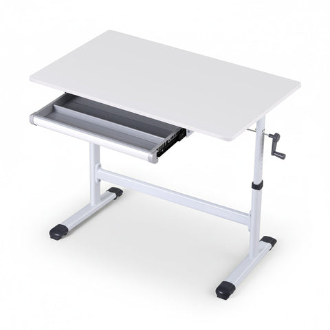 Darrahopens Furniture > Office > Desks Artiss Manual Standing Desk Height Adjustable Workstation Computer Desks Study 100CM White