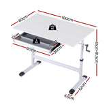 Darrahopens Furniture > Office > Desks Artiss Manual Standing Desk Height Adjustable Workstation Computer Desks Study 100CM White