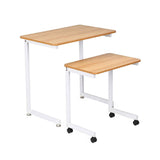 Darrahopens Furniture > Office > Desks Artiss Mobile Laptop Desk Set 2-In-1 C-Shaped Nesting Table Oak In Australia - Darrahopens