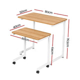 Darrahopens Furniture > Office > Desks Artiss Mobile Laptop Desk Set 2-In-1 C-Shaped Nesting Table Oak In Australia - Darrahopens