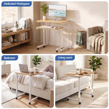 Darrahopens Furniture > Office > Desks Artiss Mobile Laptop Desk Set 2-In-1 C-Shaped Nesting Table Oak In Australia - Darrahopens