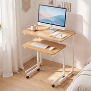 Darrahopens Furniture > Office > Desks Artiss Mobile Laptop Desk Set 2-In-1 C-Shaped Nesting Table Oak In Australia - Darrahopens