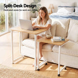 Darrahopens Furniture > Office > Desks Artiss Mobile Laptop Desk Set 2-In-1 C-Shaped Nesting Table Oak In Australia - Darrahopens