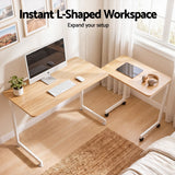 Darrahopens Furniture > Office > Desks Artiss Mobile Laptop Desk Set 2-In-1 C-Shaped Nesting Table Oak In Australia - Darrahopens