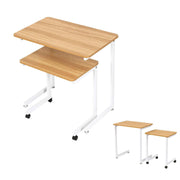 Darrahopens Furniture > Office > Desks Artiss Mobile Laptop Desk Set 2-In-1 C-Shaped Nesting Table Oak In Australia - Darrahopens