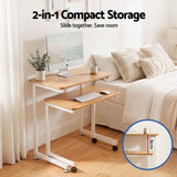 Darrahopens Furniture > Office > Desks Artiss Mobile Laptop Desk Set 2-In-1 C-Shaped Nesting Table Oak In Australia - Darrahopens