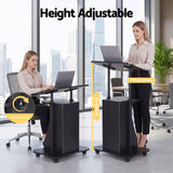 Darrahopens Furniture > Office > Desks Artiss Mobile Podium Stand with Lockable Wheels Height Adjustable Laptop Desk Black In Australia - Darrahopens