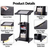 Darrahopens Furniture > Office > Desks Artiss Mobile Podium Stand with Lockable Wheels Height Adjustable Laptop Desk Black In Australia - Darrahopens