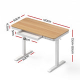Darrahopens Furniture > Office > Desks Artiss Motorised Standing Desk with Storage Drawer 120cm Wood White In Australia - Darrahopens
