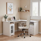 Darrahopens Furniture > Office > Desks Artiss Office Desk and Chair Set L Shape Computer Desk 150cm with Storage Cabinet & Drawers, Ergonomic PU Leather Office Chair, White Home Office Furniture In Australia - Darrahopens