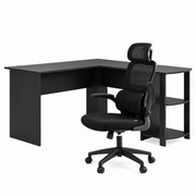 Darrahopens Furniture > Office > Desks Artiss Office Desk and Chair Set L Shaped Computer Desk 136cm with 2 Tier Storage Shelves, Ergonomic Mesh Office Chair with Adjustable Headrest, Flip-Up Armrests & Lumbar Support In Australia - Darrahopens