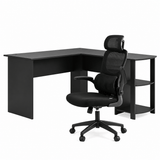 Darrahopens Furniture > Office > Desks Artiss Office Desk and Chair Set L Shaped Computer Desk 136cm with 2 Tier Storage Shelves, Ergonomic Mesh Office Chair with Adjustable Headrest, Flip-Up Armrests & Lumbar Support In Australia - Darrahopens