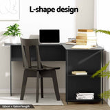 Darrahopens Furniture > Office > Desks Artiss Office Desk and Chair Set L Shaped Computer Desk 136cm with 2 Tier Storage Shelves, Ergonomic Mesh Office Chair with Adjustable Headrest, Flip-Up Armrests & Lumbar Support In Australia - Darrahopens
