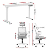 Darrahopens Furniture > Office > Desks Artiss Standing Desk Office Chair Sit Stand Ergonomic Combo 140cm White In Australia - Darrahopens