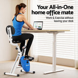 Darrahopens Furniture > Office > Desks Artiss Under Desk Folding X-Bike with 120cm Automatic Standing Desk Magnetic Resistance Oak