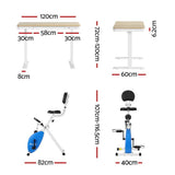 Darrahopens Furniture > Office > Desks Artiss Under Desk Folding X-Bike with 120cm Automatic Standing Desk Magnetic Resistance Oak