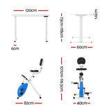 Darrahopens Furniture > Office > Desks Artiss Under Desk Folding X-Bike with 120cm Automatic Standing Desk Magnetic Resistance White