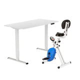 Darrahopens Furniture > Office > Desks Artiss Under Desk Folding X-Bike with 120cm Automatic Standing Desk Magnetic Resistance White