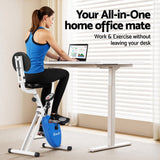Darrahopens Furniture > Office > Desks Artiss Under Desk Folding X-Bike with 120cm Automatic Standing Desk Magnetic Resistance White