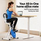 Darrahopens Furniture > Office > Desks Artiss Under Desk Folding X-Bike with 140cm Automatic Standing Desk Magnetic Resistance Oak