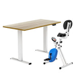 Darrahopens Furniture > Office > Desks Artiss Under Desk Folding X-Bike with 140cm Automatic Standing Desk Magnetic Resistance Oak