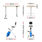 Darrahopens Furniture > Office > Desks Artiss Under Desk Folding X-Bike with 140cm Automatic Standing Desk Magnetic Resistance Oak
