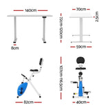 Darrahopens Furniture > Office > Desks Artiss Under Desk Folding X-Bike with 140cm Automatic Standing Desk Magnetic Resistance White
