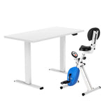 Darrahopens Furniture > Office > Desks Artiss Under Desk Folding X-Bike with 140cm Automatic Standing Desk Magnetic Resistance White