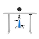 Darrahopens Furniture > Office > Desks Artiss Under Desk Folding X-Bike with 140cm Automatic Standing Desk Magnetic Resistance White