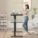 Darrahopens Furniture > Office > Desks Electric Standing Desk with Drawer, One-Piece Glass Desktop, Black, 120x60cm In Australia - Darrahopens