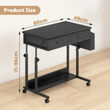 Darrahopens Furniture > Office > Desks Small Portable Black Rolling Standing Desk with Wheels 80 x 48cm In Australia - Darrahopens