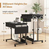 Darrahopens Furniture > Office > Desks Small Portable Black Rolling Standing Desk with Wheels 80 x 48cm In Australia - Darrahopens
