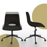 Darrahopens Furniture > Office > Office & Desk Chairs 2 Set Office Desk Chair - Loop Yarn Fabric Home Swivel Chair Cut-Out Seat HALO BLACK