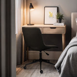 Darrahopens Furniture > Office > Office & Desk Chairs 2 Set Office Desk Chair - Loop Yarn Fabric Home Swivel Chair Cut-Out Seat HALO BLACK