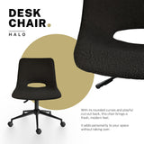 Darrahopens Furniture > Office > Office & Desk Chairs 2 Set Office Desk Chair - Loop Yarn Fabric Home Swivel Chair Cut-Out Seat HALO BLACK