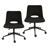 Darrahopens Furniture > Office > Office & Desk Chairs 2 Set Office Desk Chair - Loop Yarn Fabric Home Swivel Chair Cut-Out Seat HALO BLACK