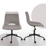 Darrahopens Furniture > Office > Office & Desk Chairs 2 Set Office Desk Chair - Loop Yarn Fabric Home Swivel Chair Cut-Out Seat HALO GREY