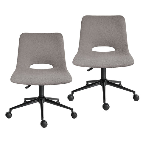 Darrahopens Furniture > Office > Office & Desk Chairs 2 Set Office Desk Chair - Loop Yarn Fabric Home Swivel Chair Cut-Out Seat HALO GREY